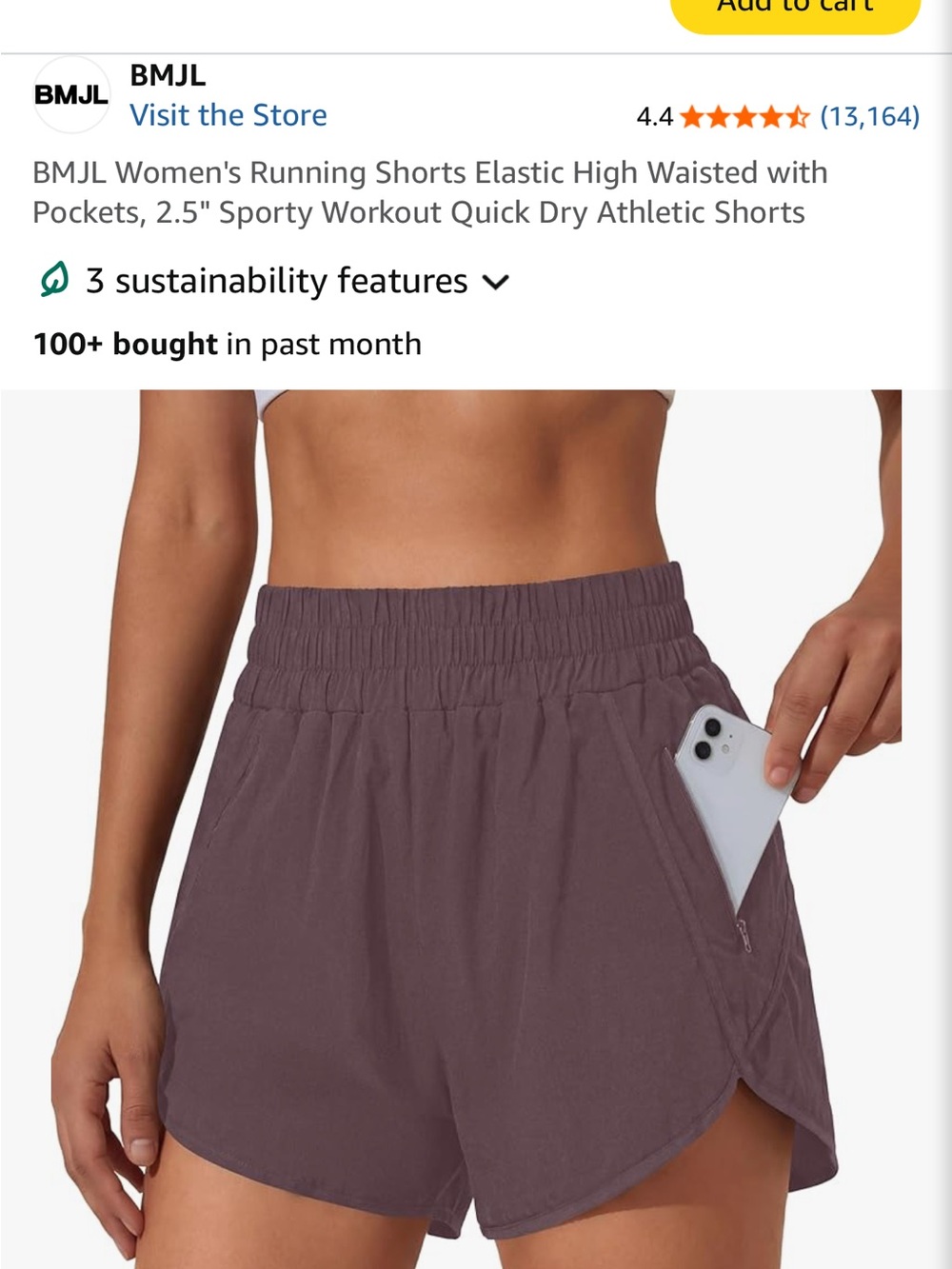 BMJL Women's High-Waist Athletic Shorts — Mauve- built in briefs